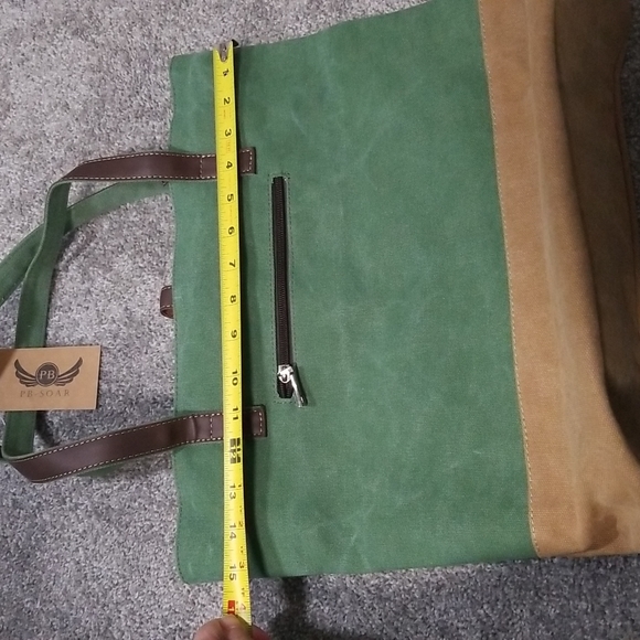 Canvas Shopper/Shoulder Bag in Green - Picture 7 of 15
